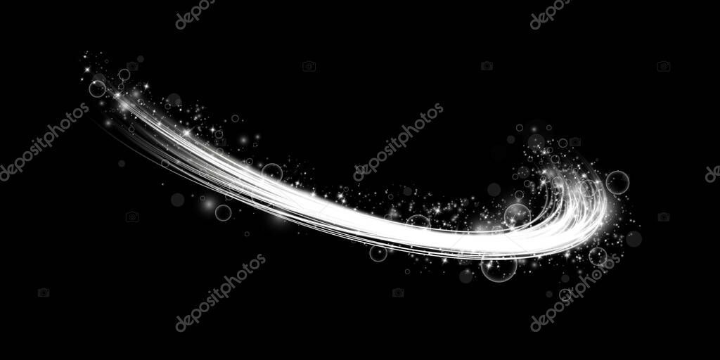 Abstract light lines of movement and speed in white. Light everyday glowing effect. semicircular wave, light trail curve swirl, car headlights, incandescent optical fiber png