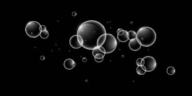 Renkli ve renkli sabun köpükleri dizayn etmek için. Şeffaf bir arka planda, izole, şeffaf, gerçekçi sabun köpükleri.