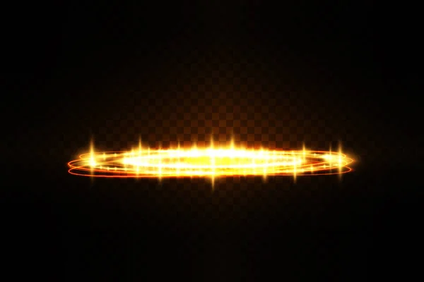 마법의 야경에 광선을 황금빛둥근 홀로그램 미래의 텔레포트 터널을 — 스톡 벡터