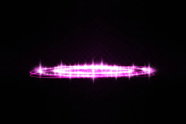 Magiska Portaler Nattscenen Lila Runda Hologram Med Ljusstrålar Och Glitter — Stock vektor