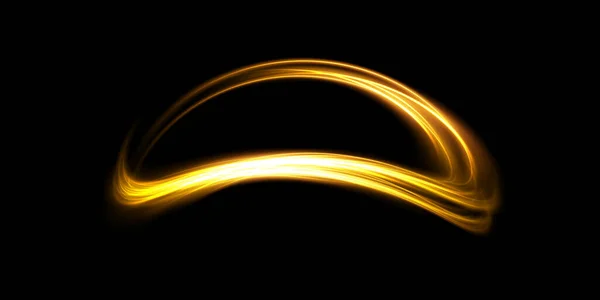 摘要金黄色的运动和速度光谱线 光每天发光的效果 半圆形波 光迹曲线涡旋 汽车前灯 白炽灯光光纤平 — 图库矢量图片