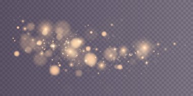 Parlayan bokeh şeffaf arkaplanda izole edildi. Işık yalıtılmış ışıklar. Şeffaf bulanık şekiller. Soyut ışık efekti. Vektör illüstrasyonu