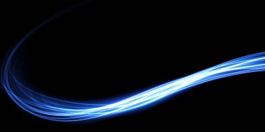 Abstract light lines of movement and speed in blue. Light everyday glowing effect. semicircular wave, light trail curve swirl, car headlights, incandescent optical fiber png clipart