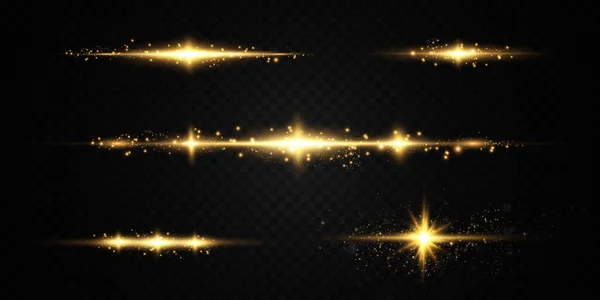Çeşitli Parlayan Yıldızların Toplanması Güneş Işığından Bir Parıltı Seti Işıklar — Stok Vektör