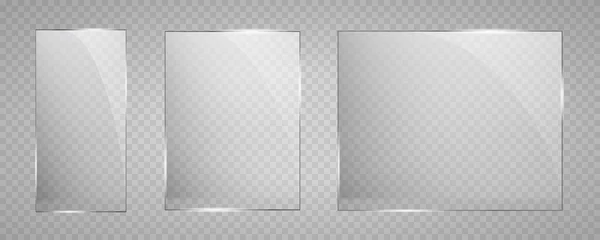 Glasplatten Werden Eingebaut Vektor Glasbanner Auf Transparentem Hintergrund Glas Vorhanden — Stockvektor