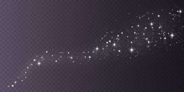 Beyaz png toz ışığı. Bokeh ışıkları arka planı etkiler. Parlayan tozun Noel arkaplanı. Parlayan ışık konfetileri ve dizaynınız için kıvılcım dokusu.