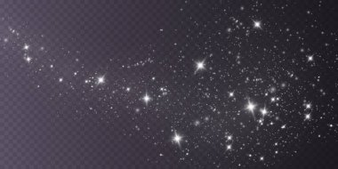 Beyaz png toz ışığı. Bokeh ışıkları arka planı etkiler. Parlayan tozun Noel arkaplanı. Parlayan ışık konfetileri ve dizaynınız için kıvılcım dokusu.
