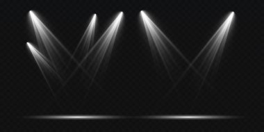 Vektör ışıkları. çeşitli ışık formları. Sahne ışıkları. Işık efektleri. Parlak ışık efekti. Vektör illüstrasyonu