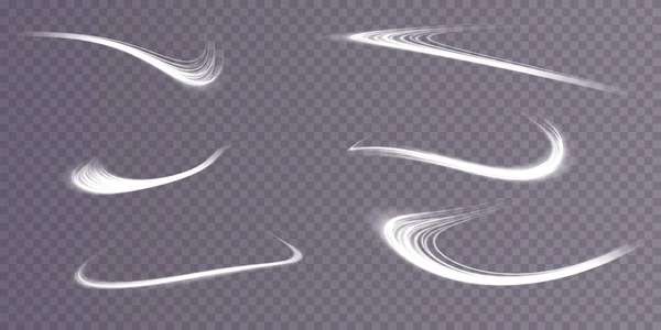 Conjunto Linhas Luz Abstratas Movimento Velocidade Branco Galáxia Brilhante Pódio —  Vetores de Stock