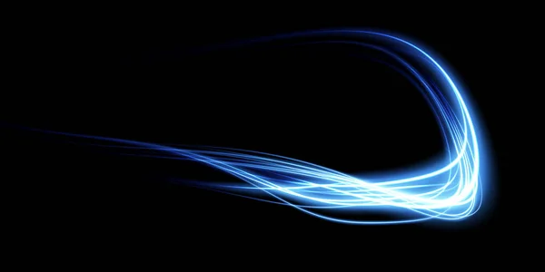 움직임 속도의 추상적 파란색으로 표시되어 있습니다 빛나는 효과입니다 반원형 가벼운 — 스톡 벡터