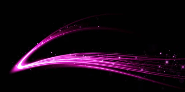 Líneas Luz Abstracta Movimiento Velocidad Con Destellos Color Púrpura Efecto — Vector de stock