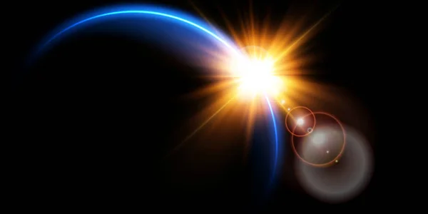 Край Солнечного Затмения Черном Фоне Синий Голубой Эклипс Рекламы Товаров — стоковый вектор