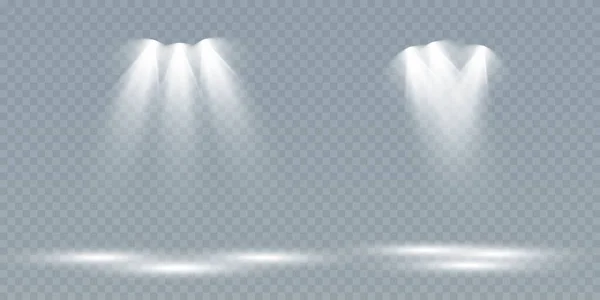 Набор Векторных Прожекторов Различные Формы Света Прожекторы Сцены Световые Эффекты — стоковый вектор