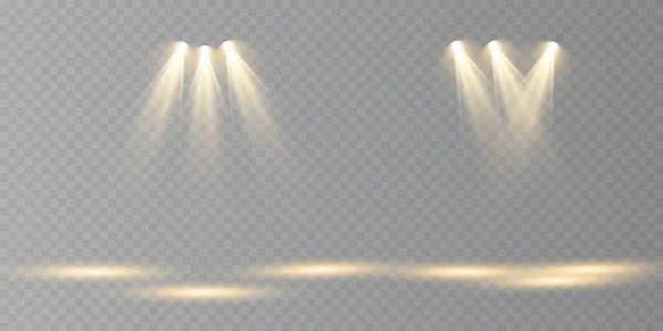 一组矢量聚光灯 各种形式的光 舞台聚光灯 光的效果 发光的效果 矢量说明 — 图库矢量图片
