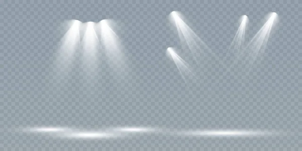 Set Vector Spotlights Various Forms Light Stage Spotlights Light Effects — Stock Vector