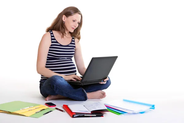 Pregnant woman - work from home — Stock Photo, Image