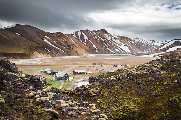 Landmannalaugar, kempování, Island — Stock fotografie