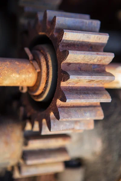 Vintage industrial  gears wheel in sepia — Stock Photo, Image