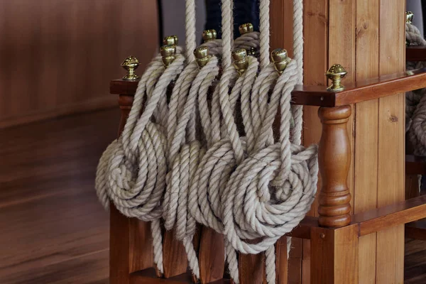 Thick Hemp Rope Used Sailboats — 스톡 사진