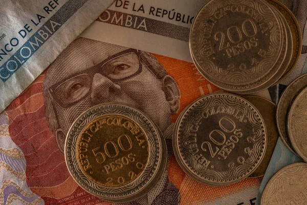 Colombian Pesos Coins — Fotografia de Stock