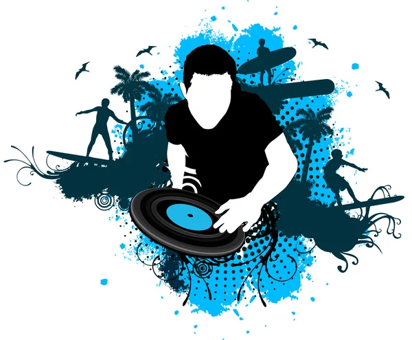 Dj in surf — Stock Vector