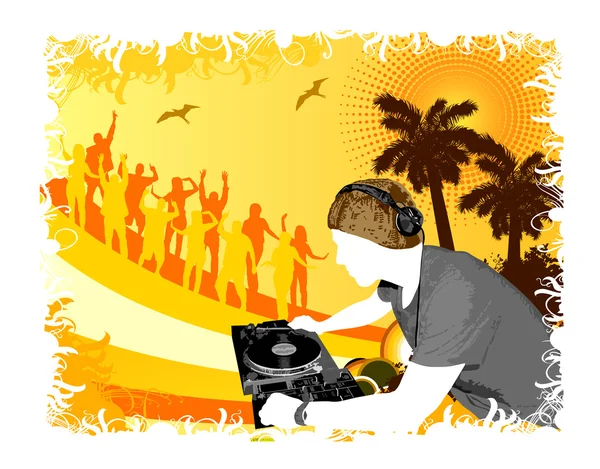 Dj beach party — Stock Vector