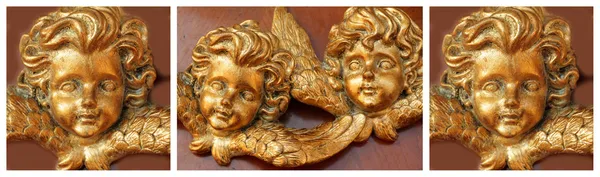 Carte de Noël faite d'images d'anges d'or antiques — Photo