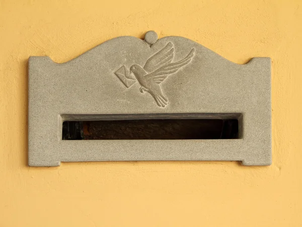 Vintage mailbox with slot in wall — Stock Photo, Image