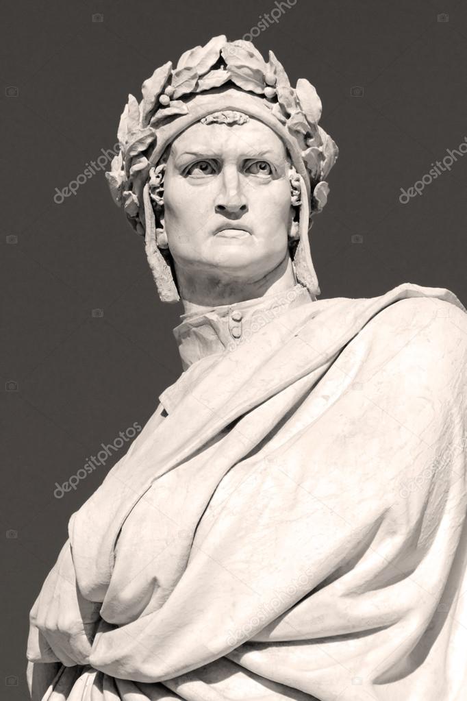 Marble statue of Dante Alighieri