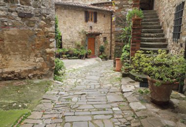 Beautiful tuscan courtyard clipart