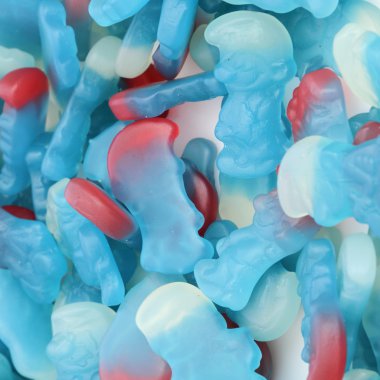 Haribo Şirinler (haribo smurfen), chewy, hafif tatlı, ahududu