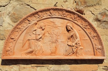 duyuru içinde tuscan terracotta duvar Toskana, İtalya,