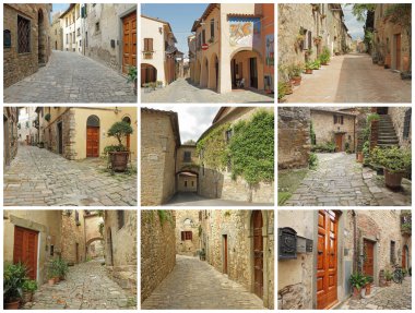 güzel İtalyan küçük bir kasaba sokakları ile kartpostal