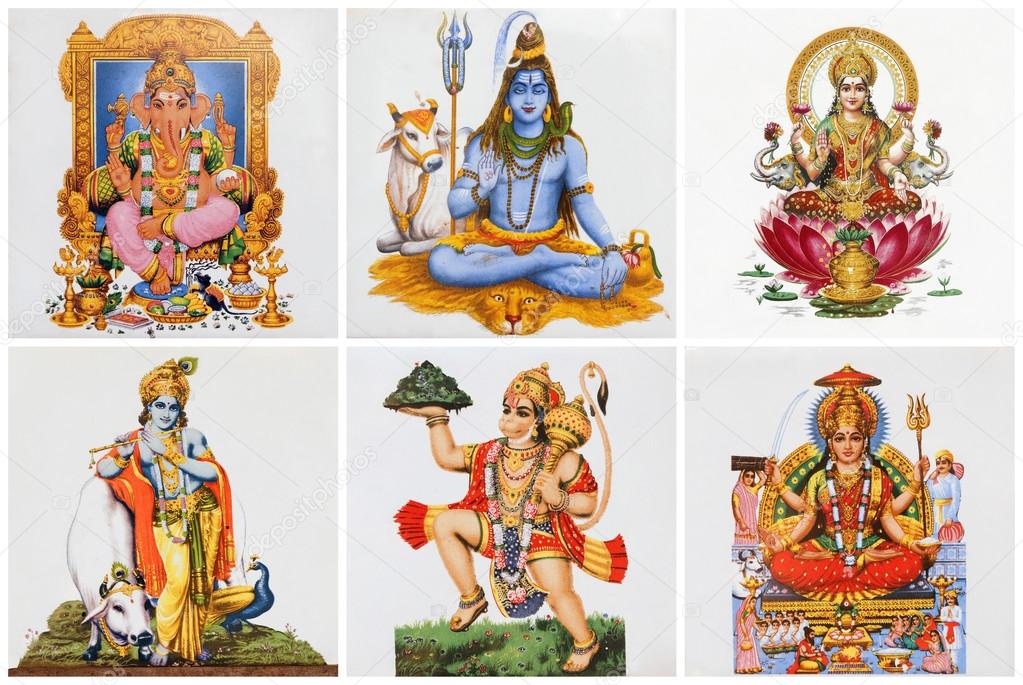 Poster with hindu gods on ceramic tiles Stock Photo by ©Malgorzata