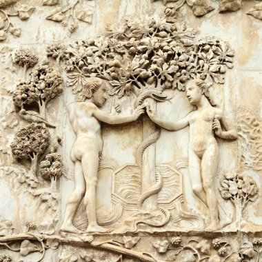 Adem ve Havva, ilk günah - orvieto CA'da mermer kabartma