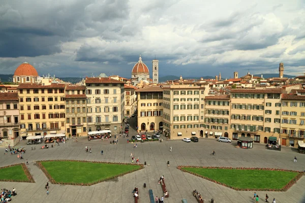 Aerial view of Santa Maria Novella Square and city of Florence, — Stock Photo, Image