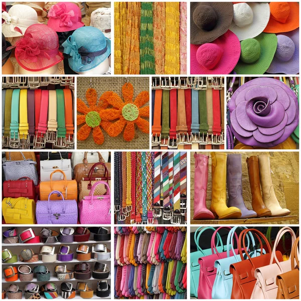 Colorful women accessories, images from shop windows in Italy — Stock Photo, Image