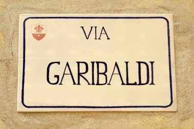 sokak tabelası onurlandıran giuseppe garibaldi, İtalyan genel ve