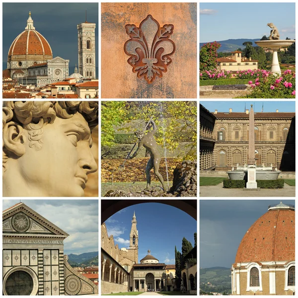 佛罗伦萨拼贴画、 佛罗伦萨、 托斯卡纳、 意大利、 欧洲的地标 — 图库照片