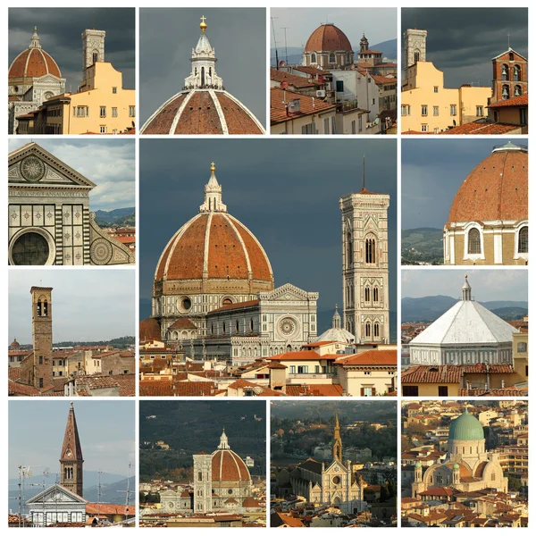 Collage con imágenes aéreas de la ciudad de Florencia, Unesco mundo él — Foto de Stock