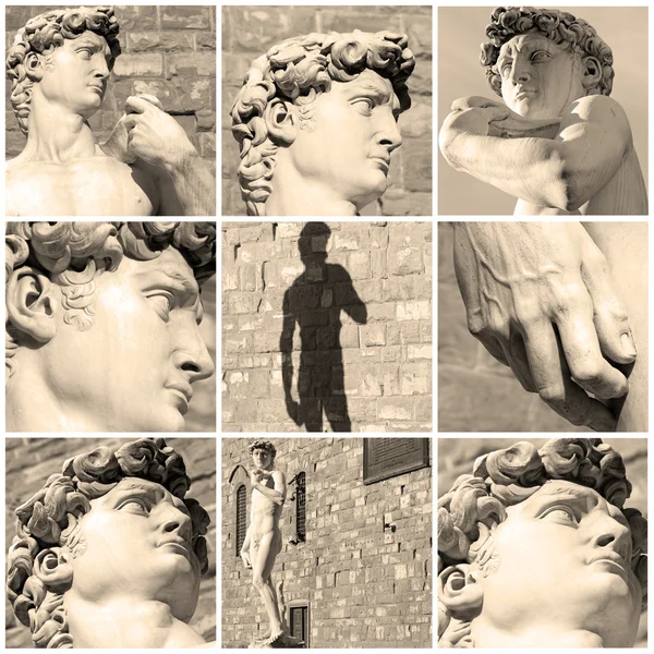 Composição com imagens de David de Michelangelo, Florença, Ital — Fotografia de Stock