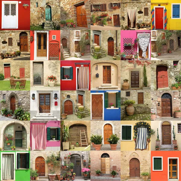 Abstract house made of many doors, images from Italy, Europe — Stock Photo, Image