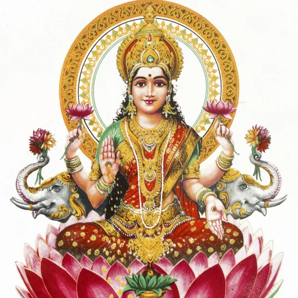 Lakshmi - Hindu goddess of wealth, prosperity,light,wisdom,fortu — Stock Photo, Image