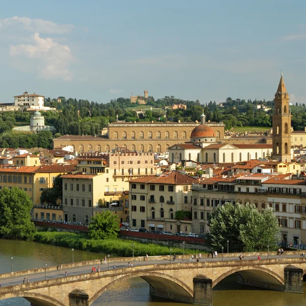 Wonderful aerial view of Arno river with bridge Ponte alla Carr — Stock Photo, Image