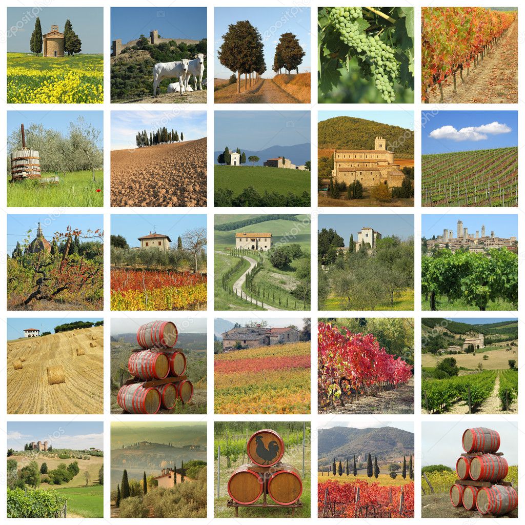 series of images with fantastic tuscan landscape, Italy, Europe