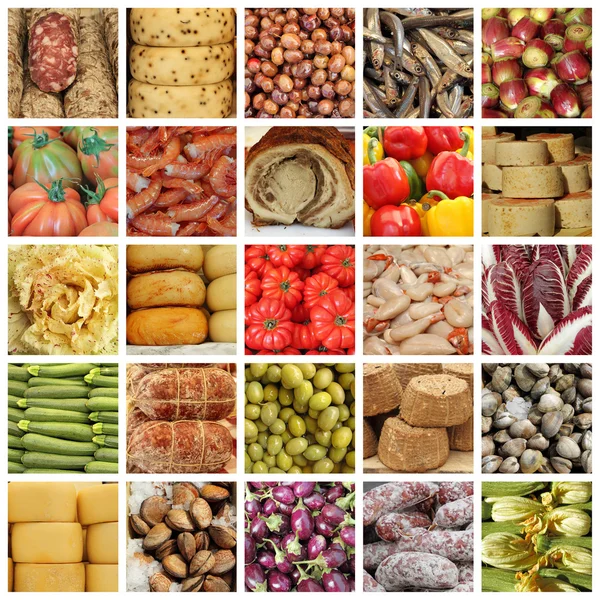 Italiaans eten markt collage — Stockfoto