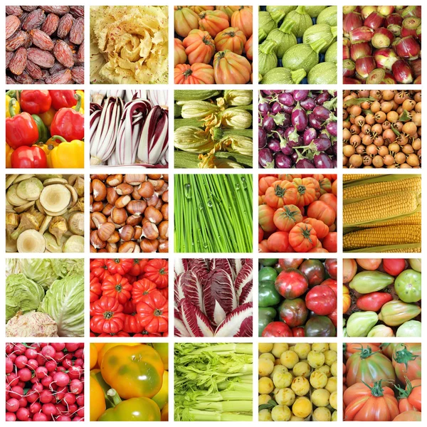 Verzameling van beelden van groenten en fruit van boeren markeren — Stockfoto