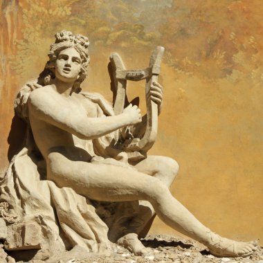 Ancient god with the lire instrument clipart