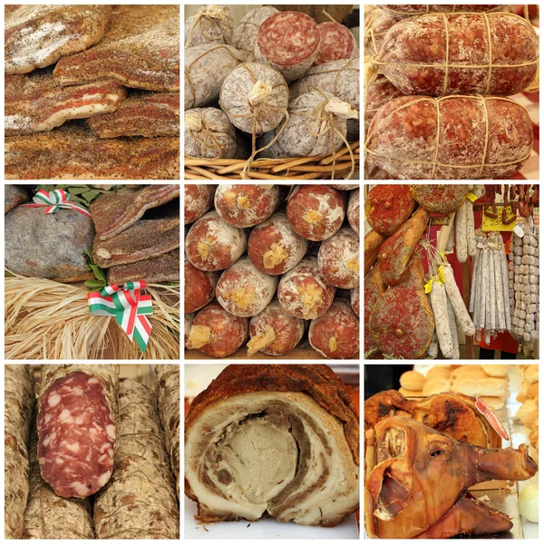 Especialidades de carne da feira italiana de slow food — Fotografia de Stock