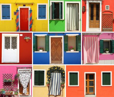 Burano renkli kolaj duvar
